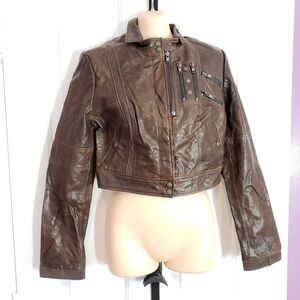 Jaeyoon Jeong Collection Vintage Deadstock Brown Leather Cropped Jacket NWT M